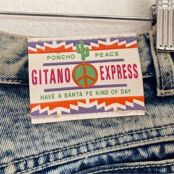 NWT Vintage Gitano acid wash tapered bow tie denim capris, 9/10 - Picture 7 of 12